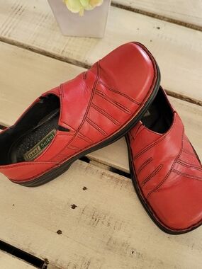Josef Seibel Red Slip-On Leather Clogs Sz 36